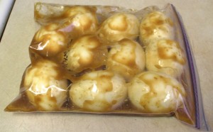 Miso Eggs in a ziptop Bag